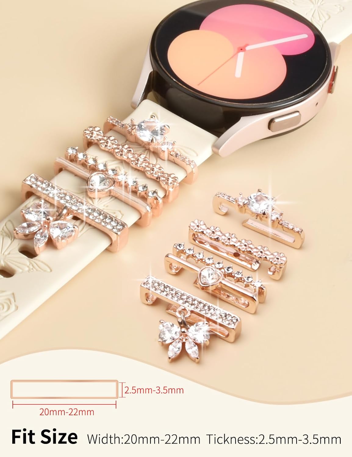 Thumbnail 4 de Vozehui Engraved Strap for Samsung Galaxy Watch Series (40mm/44mm) – Soft Silicone with Flower Design and 20mm Lug Width