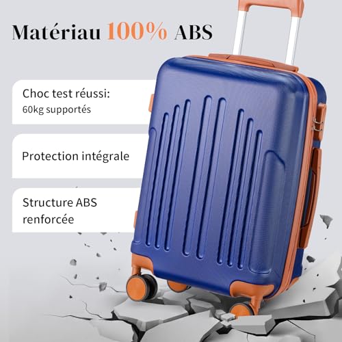 Detalle de Valise Soute 24 Pouces LEADZM — Marine-brun, L/65 cm, ABS résistant