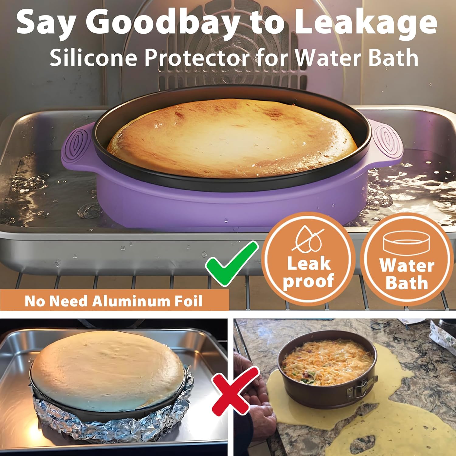Thumbnail 1 de 9-Inch Nonstick Springform Cheesecake Pan Set with Silicone Protector and 50 Parchment Liners