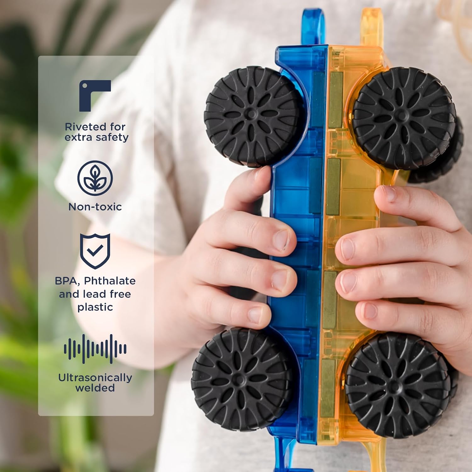 Detalle de CONNETIX – Pack de 2 tuiles magnétiques « Voiture » Arc-en-Ciel