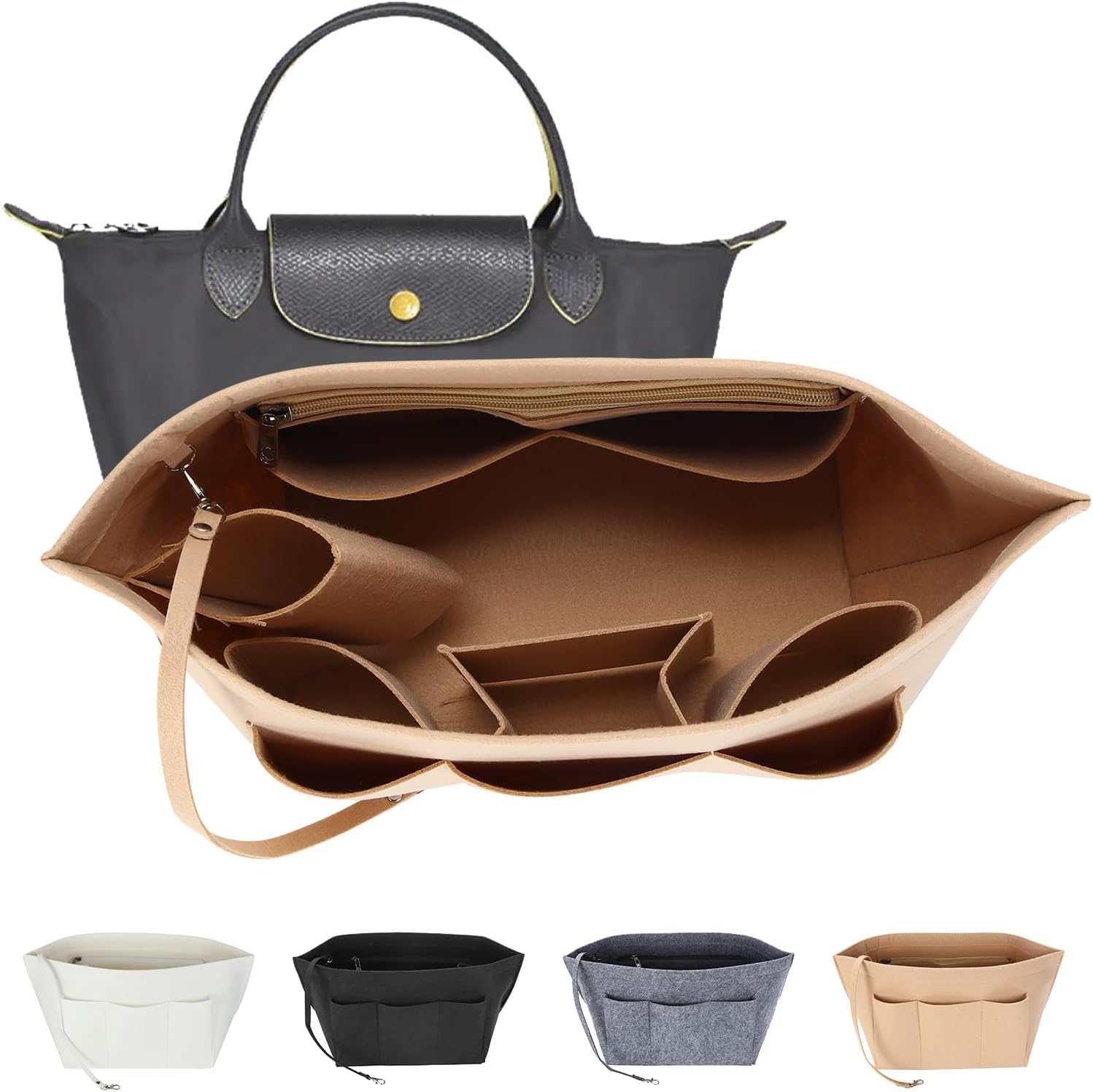 LITLANDSTAR Khaki Multi-Pocket Handbag Organiser Insert