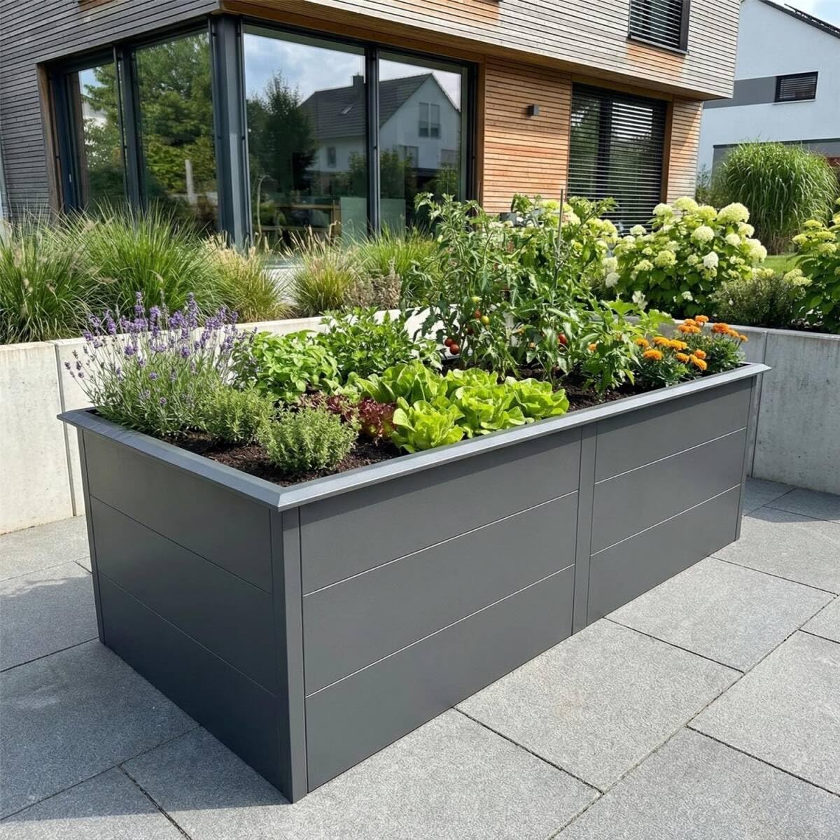 Thumbnail 4 de Metzler Hochbeet für den Garten – Stahl in Eisenglimmer (DB 703) mit integriertem Schneckenschutz, 206 x 106 x 77 cm