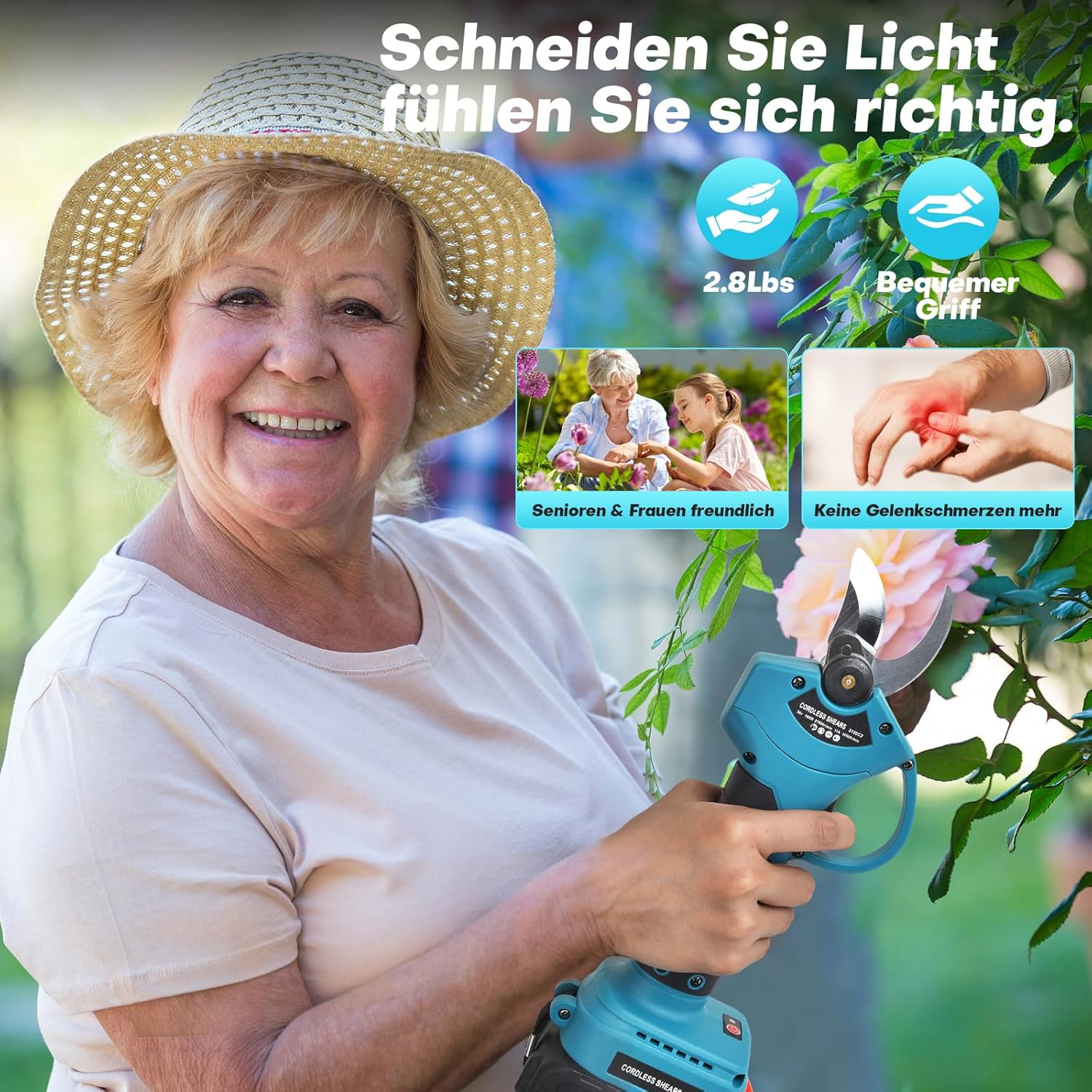 Thumbnail 6 de SINWE Akku Astschere 30MM – kabellose Gartenschere mit zwei 2000mAh Akkus und LED-Schnittzähler