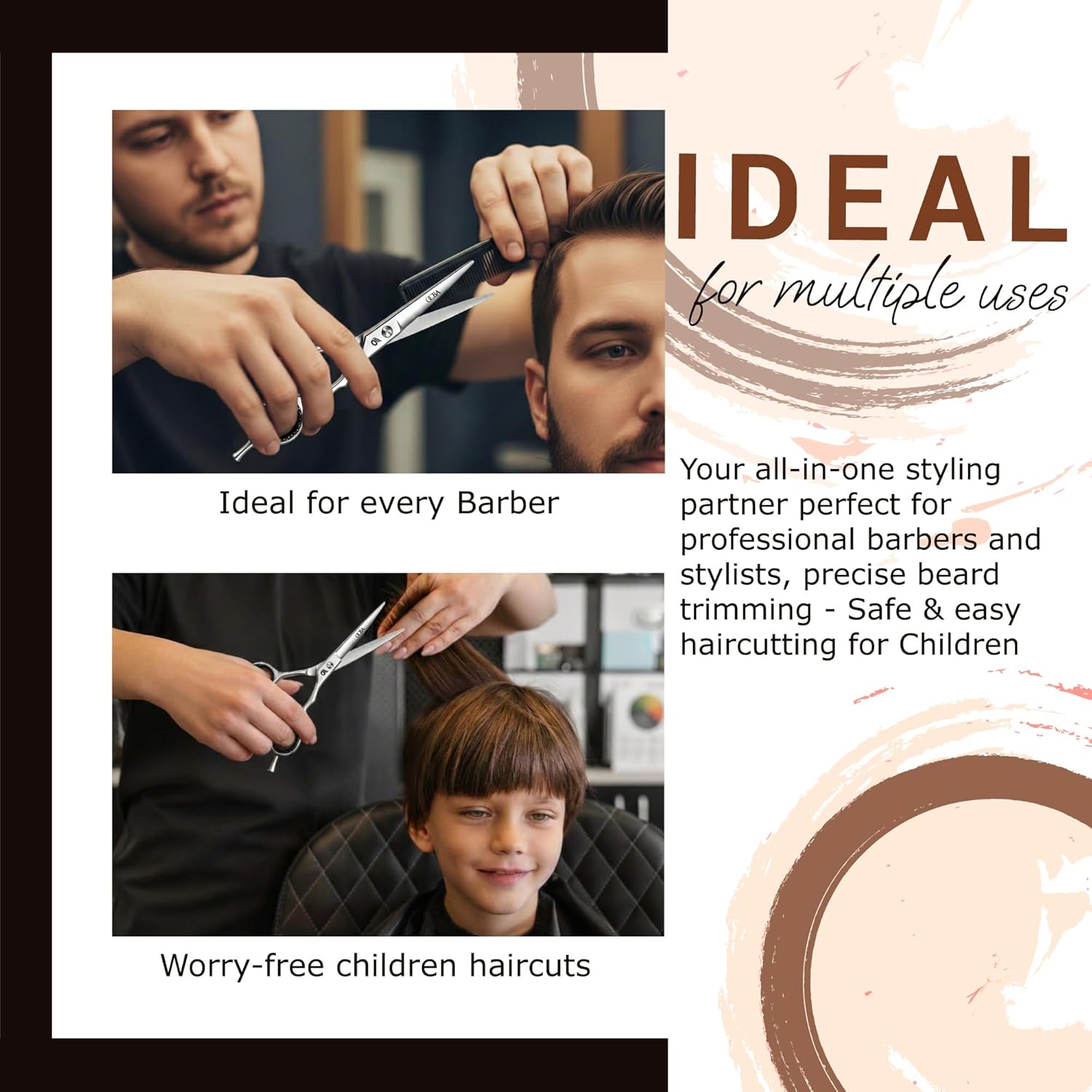 Detalle 2 de OCBA Ciseaux de Coiffure Professionnels 6 Pouces en Acier Inoxydable – Pour Hommes, Femmes et Enfants