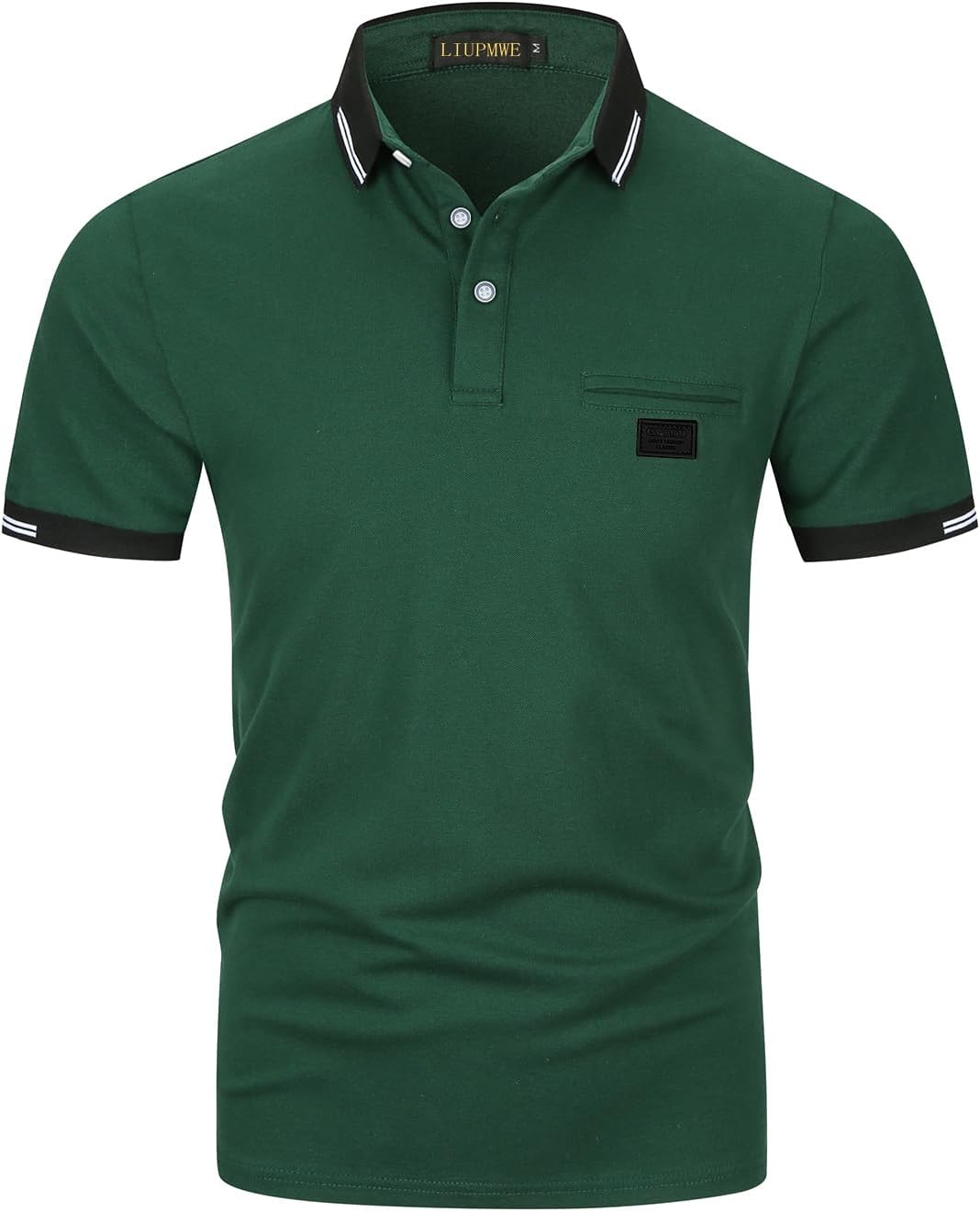 Thumbnail 6 de LIUPMWE Poloshirt Herren Kurzarm Golf mit Tasche – Baumwolle, Kontrast-Ausschnitt