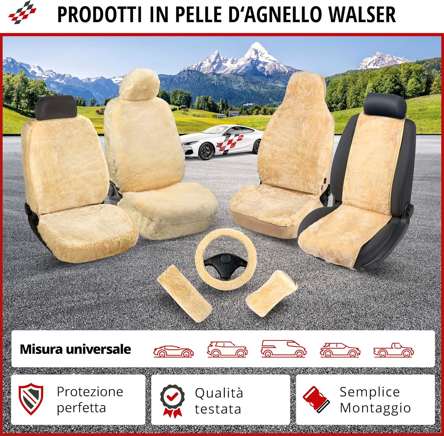Thumbnail 6 de Walser Coprisedile auto in pelle di agnello Monette (antracite) per sedili anteriori