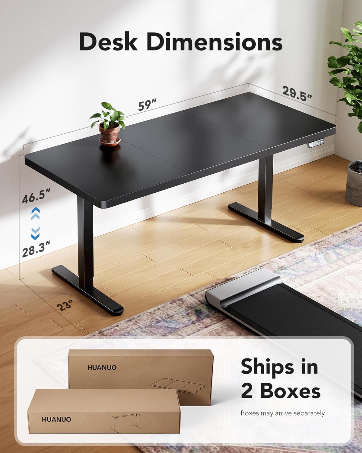 Detalle de HUANUO Electric Standing Desk, 60 x 30 Inch