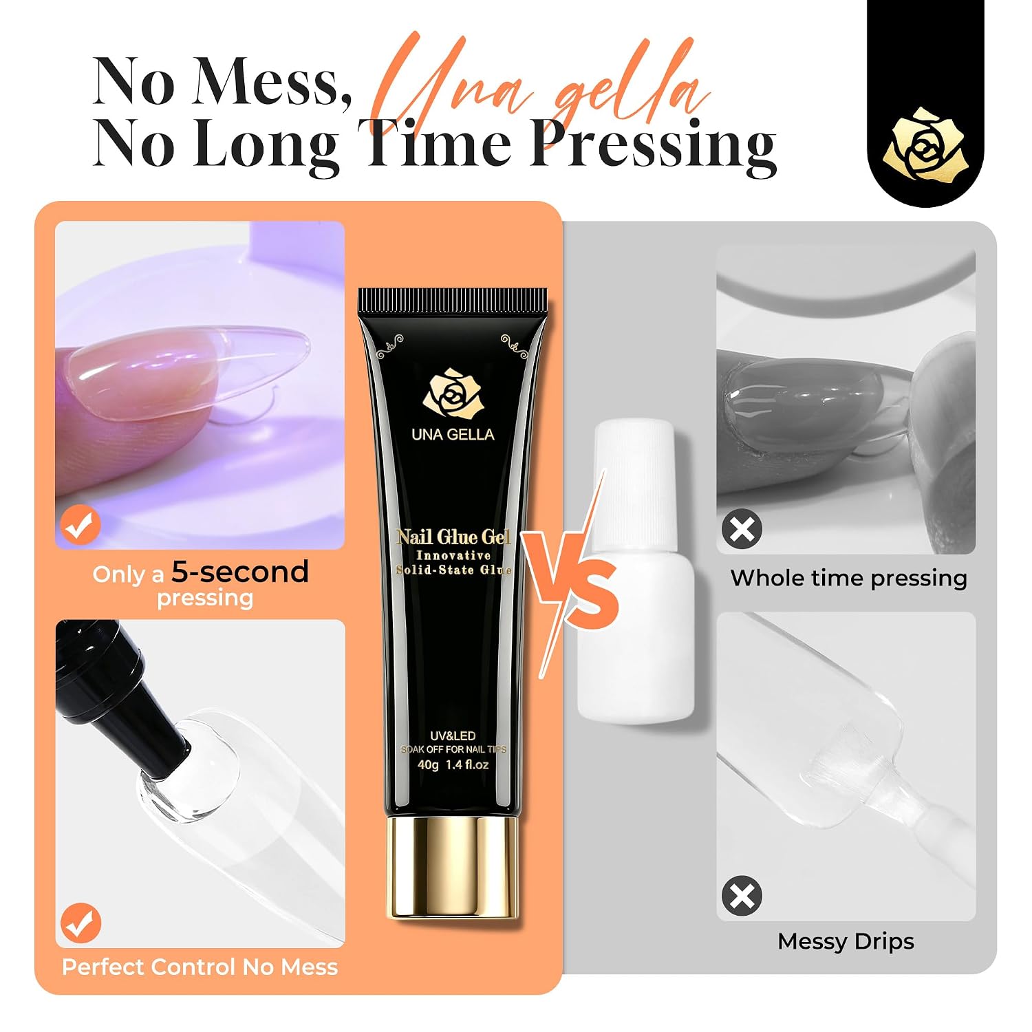 Thumbnail 4 de UNA GELLA UG-93 Solid Nail Glue Gel for Lamp-Cured Tips and Press-Ons