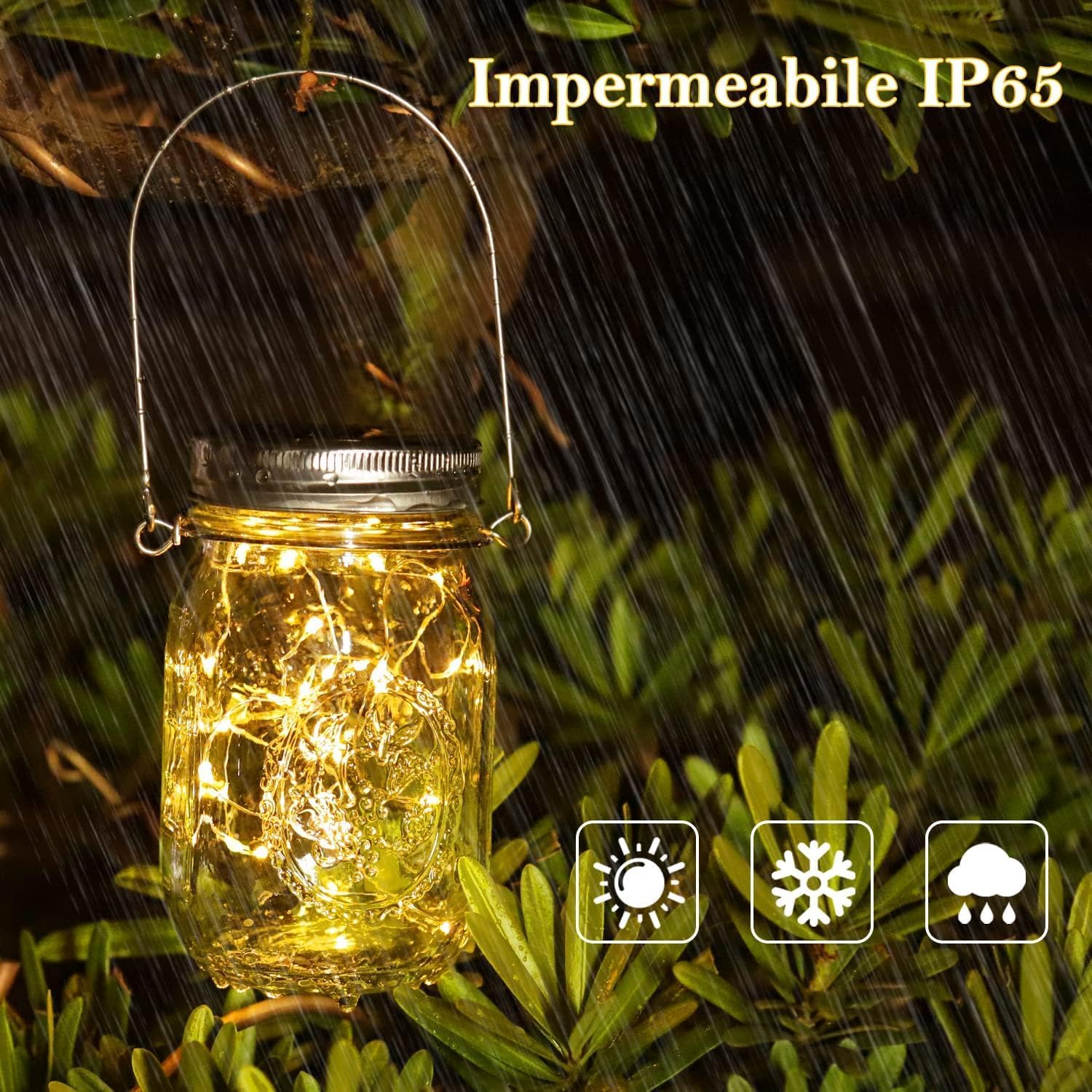 Thumbnail 2 de Luci Solari Giardino - Set da 3 lampade LED 30 LED impermeabili, stile barattolo di Natale per esterno