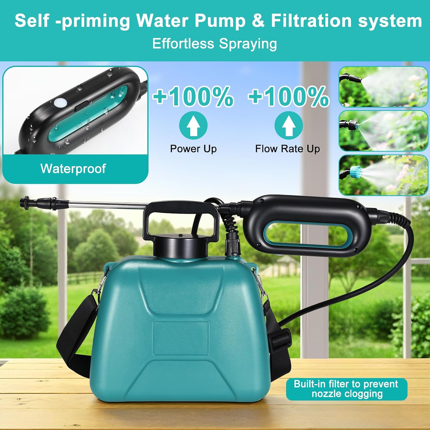 Thumbnail 5 de TLGREEN 5L Electric Garden Sprayer — 7.4V, 3 Adjustable Nozzles, USB Rechargeable, Telescopic Wand