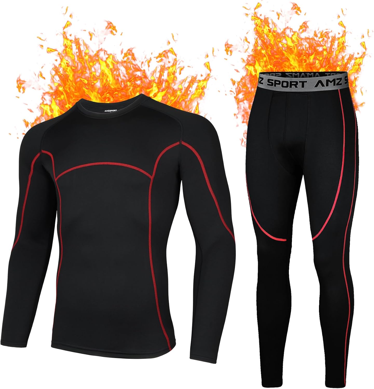 Detalle de AMZSPORT Intimo termico uomo set maglia e pantaloni per sport