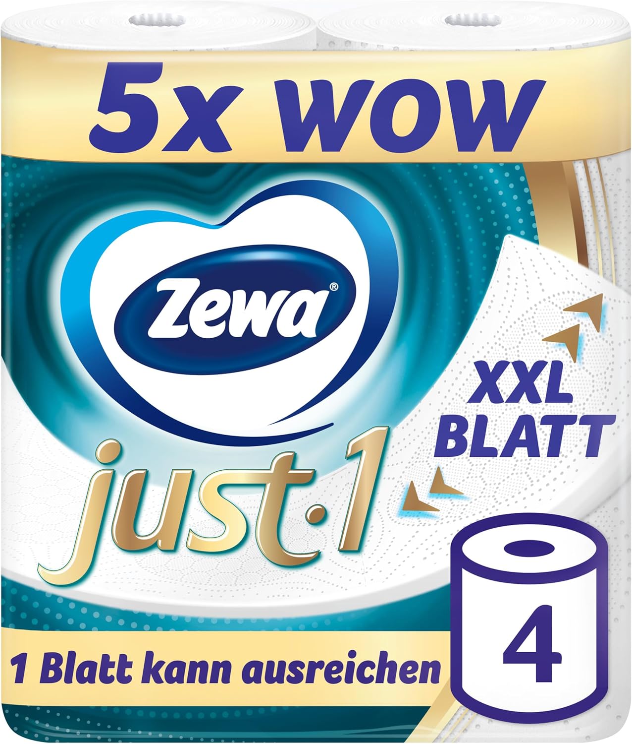 Detalle 2 de Zewa Just1 Toilettenpapier 7×4 Rollen, 99 Blatt pro Rolle 🧻