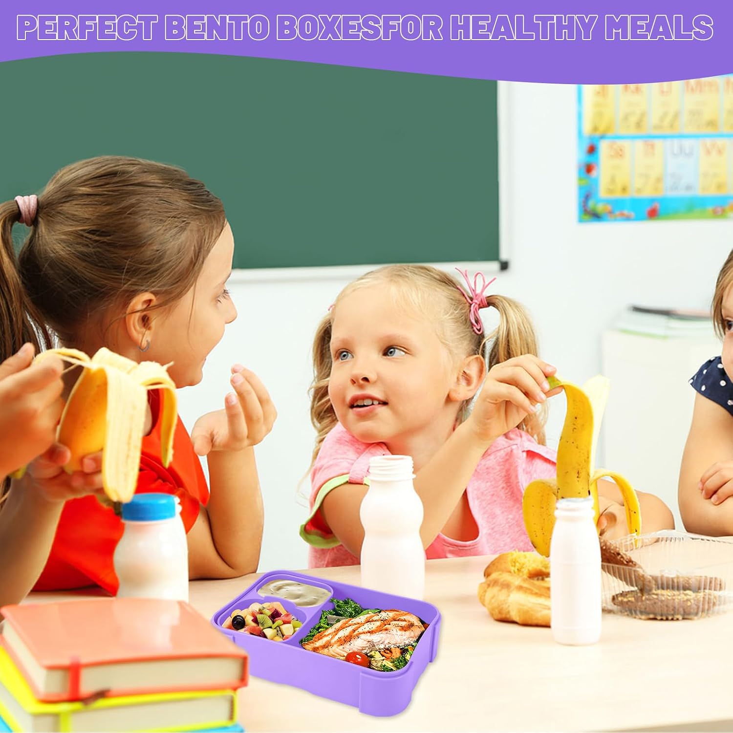 Thumbnail 5 de Pavlleen Brotdose Kinder mit Fächern, 900 ml – Auslaufsichere Lunchbox in Lila