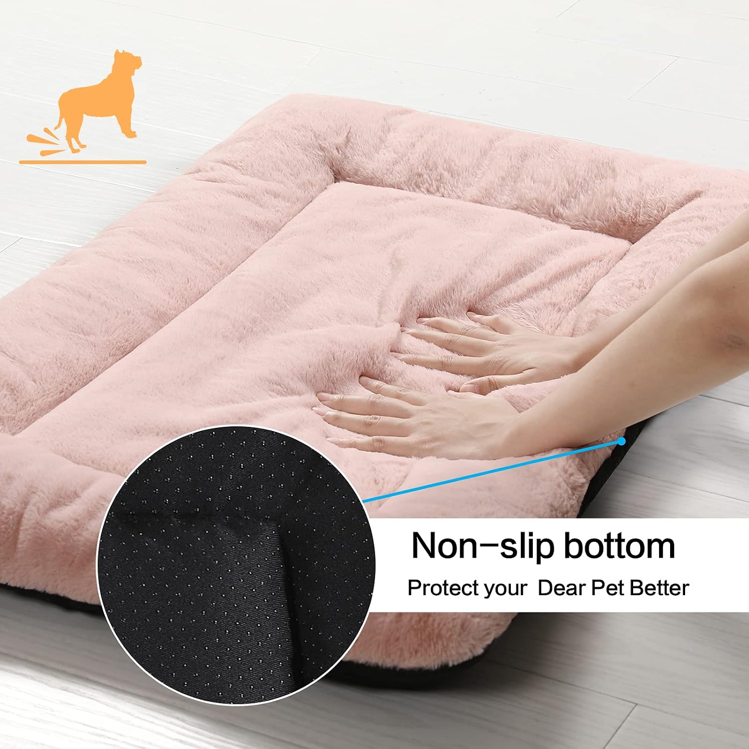 Detalle 2 de Dog Beds Crate Pad for Large Dogs – Ultra Soft, Washable, Anti-Slip Kennel Pad (42 inch, Pink)