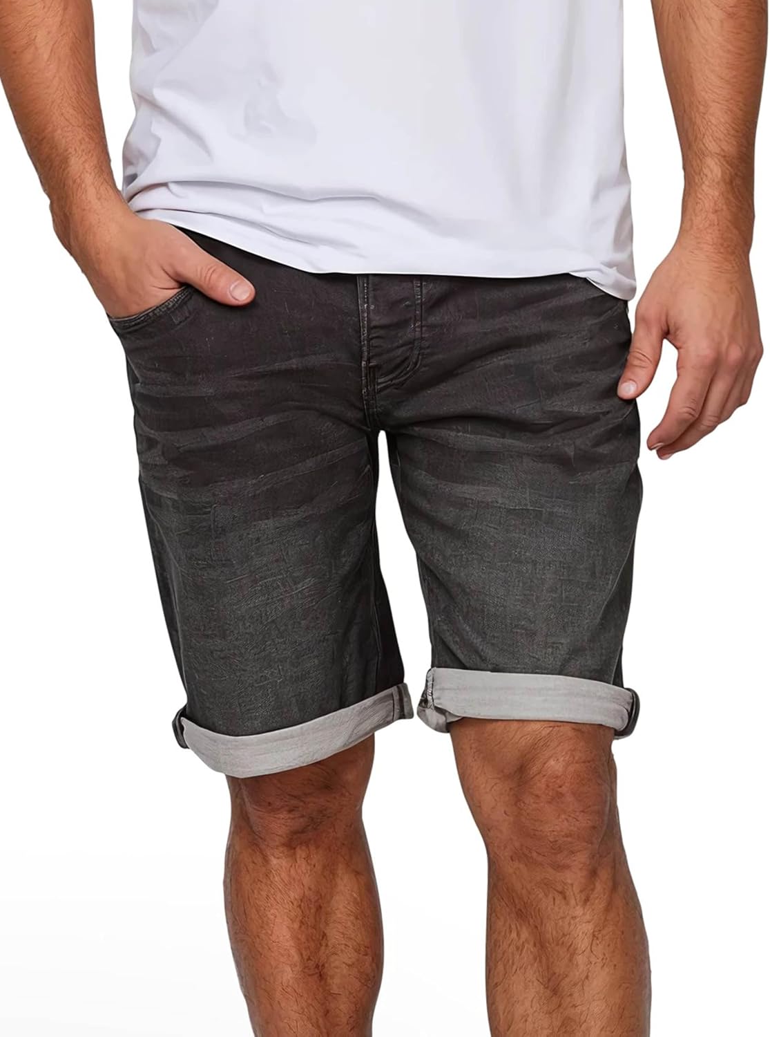 Detalle de MUSTANG Jeans Shorts Herren Stretch – Regular Fit, Kurz, Sommer-Denim
