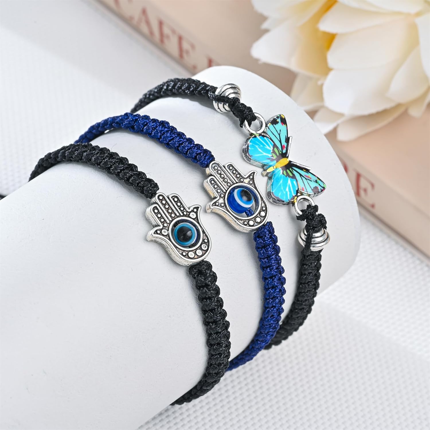 Detalle de Apocalyptic-K Damen handgewebtes Armband im Boho-Stil mit Achat und 925 Silber/18K Gold, verstellbar (18–21 cm)