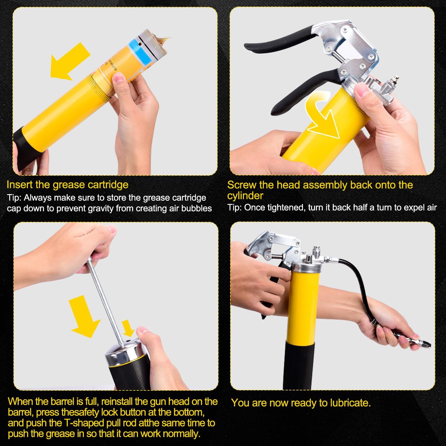 Thumbnail 3 de Grease Gun Kit with 8000 PSI, 14 oz Capacity, 18-Inch Hose – Heavy Duty Pistol Grip with Accessories