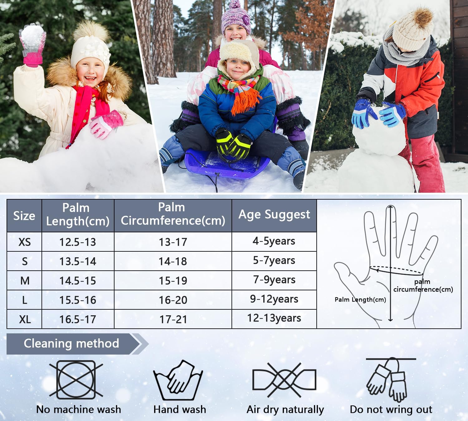 Detalle 2 de Homord Handschuhe Kinder Skihandschuhe 4-13 Jahre