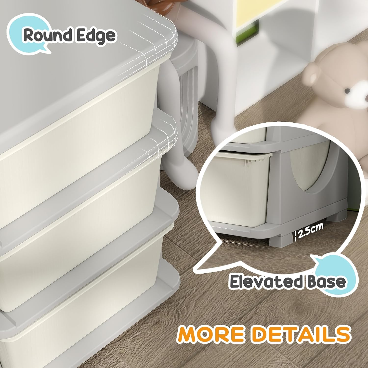 Thumbnail 6 de Qaba 311-053V00CW 6-Drawer Kids’ Toy Storage Organizer, Cream White