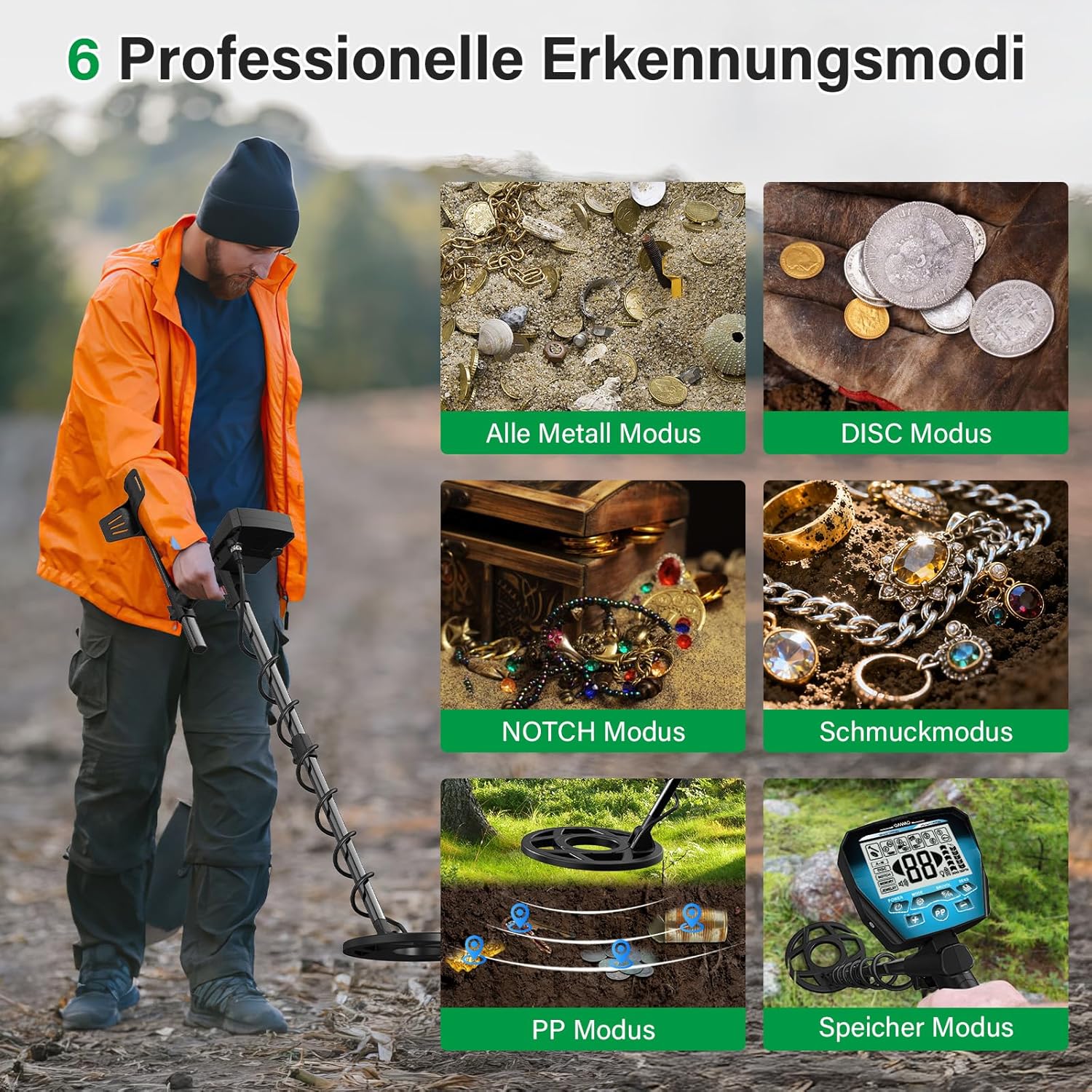 Thumbnail 1 de OMMO Detector de Metales Profesional 1800 mAh