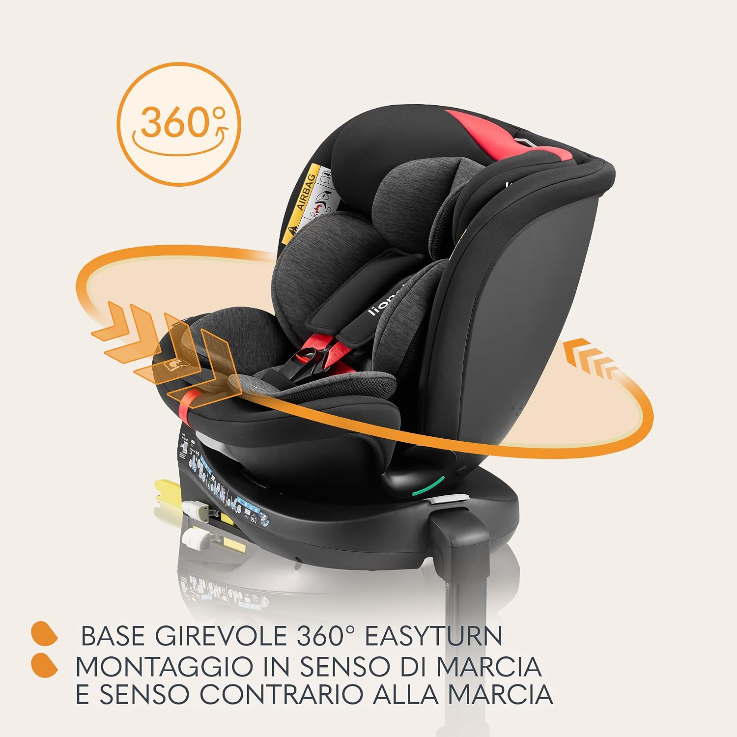 Thumbnail 5 de LIONELO NAVY i-Size: seggiolino auto girevole a 360° con ISOFIX, reclinabile e supporto a 360°, per bambini 40–150 cm (0–12 anni)