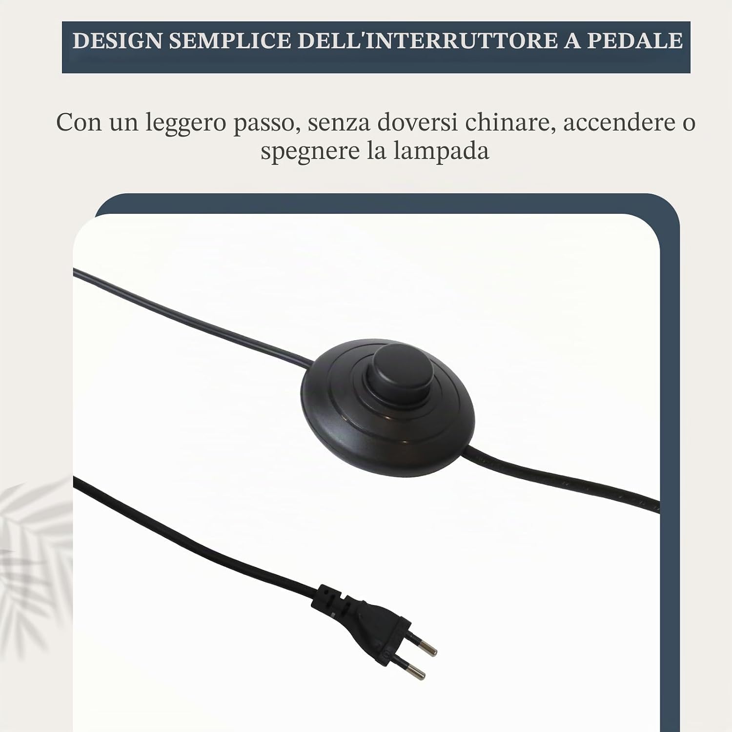Detalle de ZMH Lampada da terra industriale nera con paralume in vetro bianco e interruttore a pedale