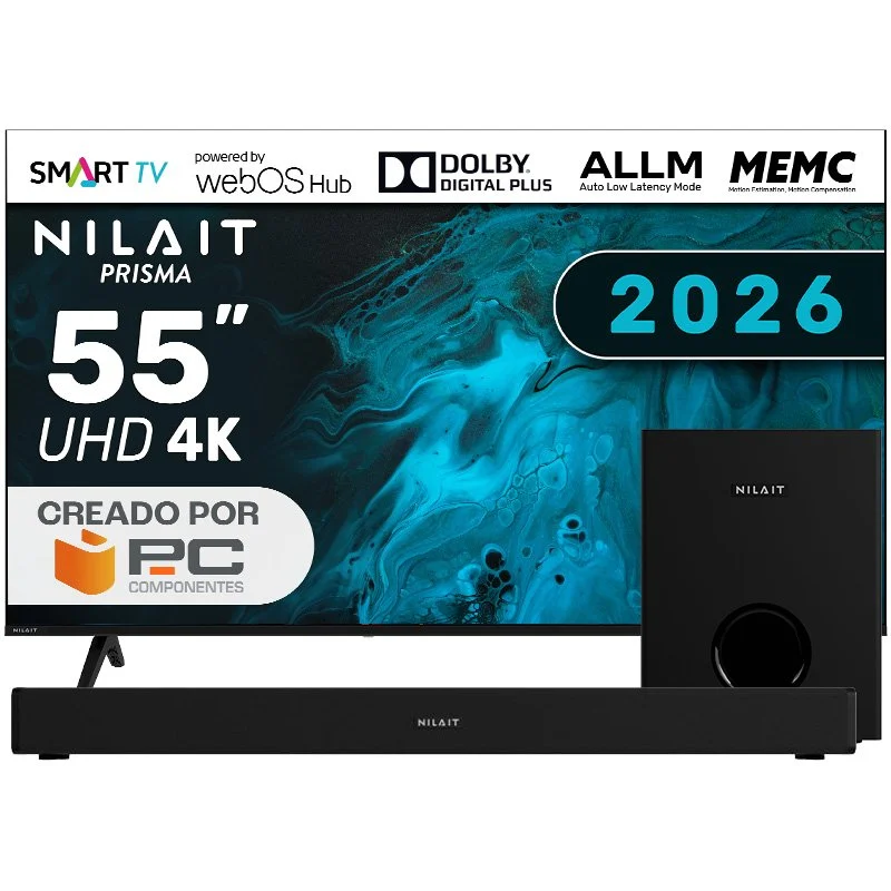 Detalle de Nilait Prisma 55UD7004ST: TV 55" 4K con WebOS y barra de sonido 120W Dolby 2.1