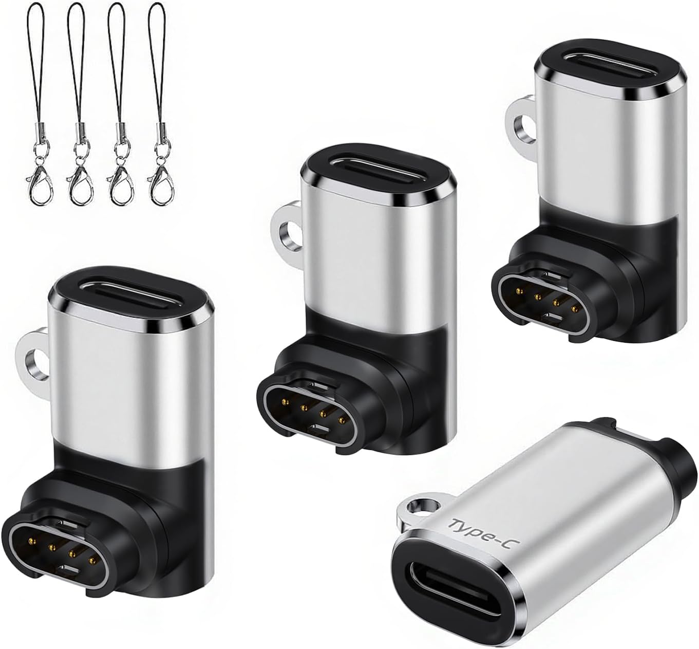 Detalle de USB-C zu Garmin Watch Ladekabel Adapter – 4 Stück, Winkel- und Geradenanschluss