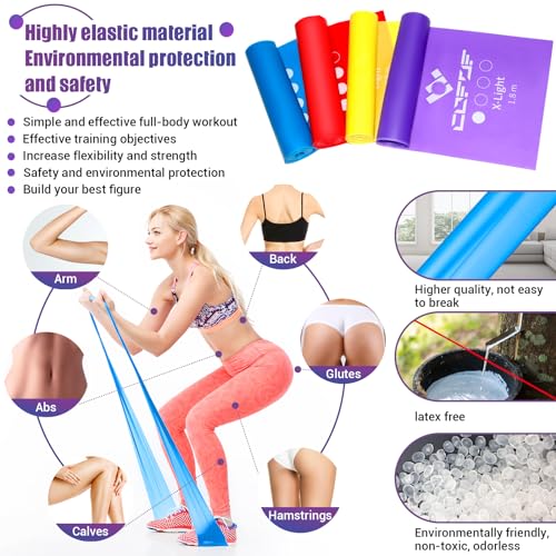 Thumbnail 2 de COFOF Resistance Bands 1.8m/4-Colour Set (4 Levels) – Latex-free Exercise Band