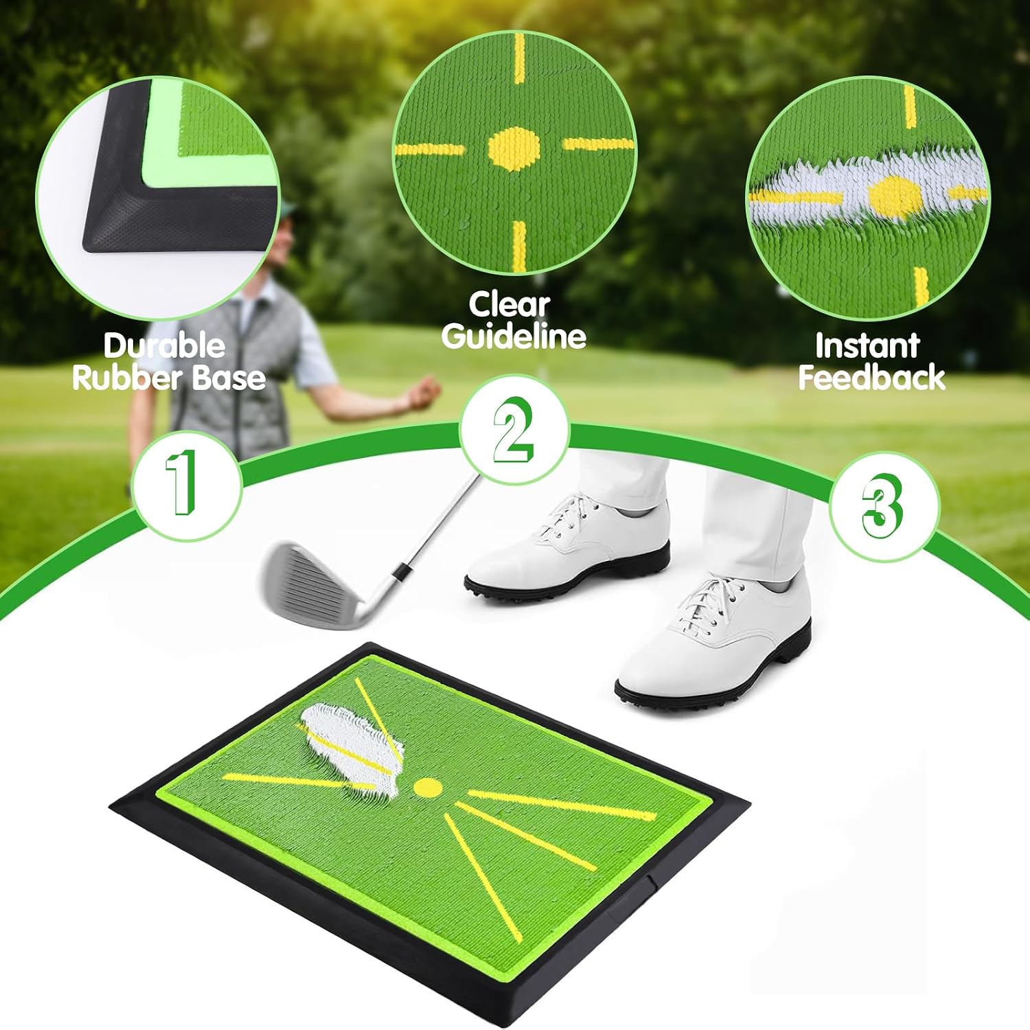 Detalle de MICHIHOMIE SO001-01 golftrainingsmat met swingfeedback en antisliprubberen basis
