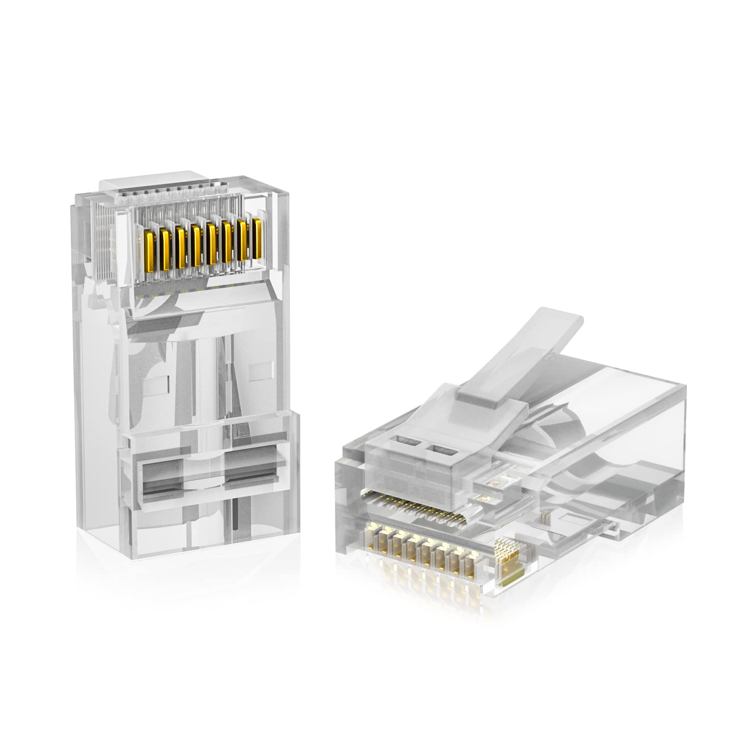 Detalle de iwillink 100-Pack RJ45 Cat6 Pass Through Connectors (Gold Plated)