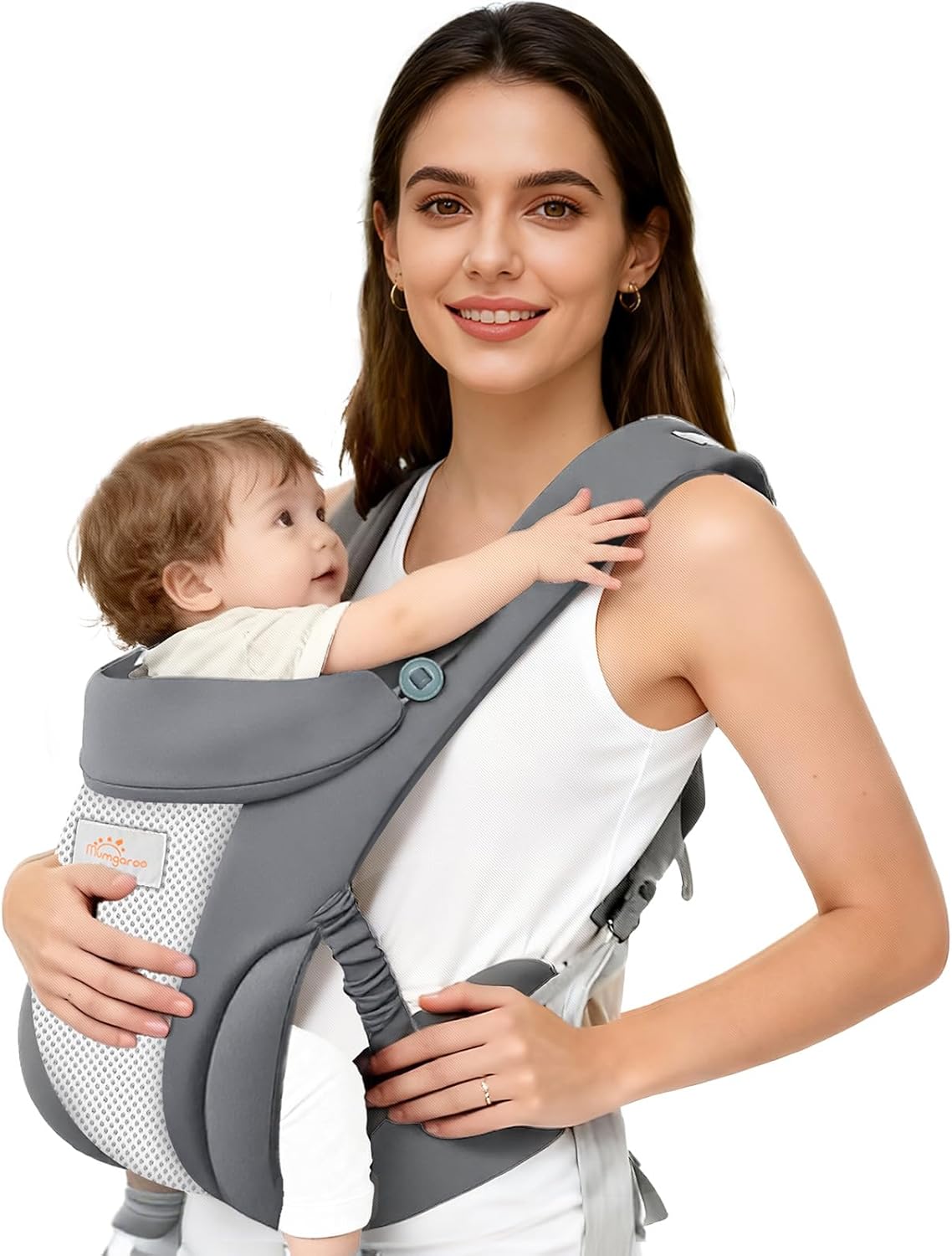 Mumgaroo Marsupio Neonato Ergonomico 4 in 1 (3–15 kg): comodo da mettere e adatto a più posizioni