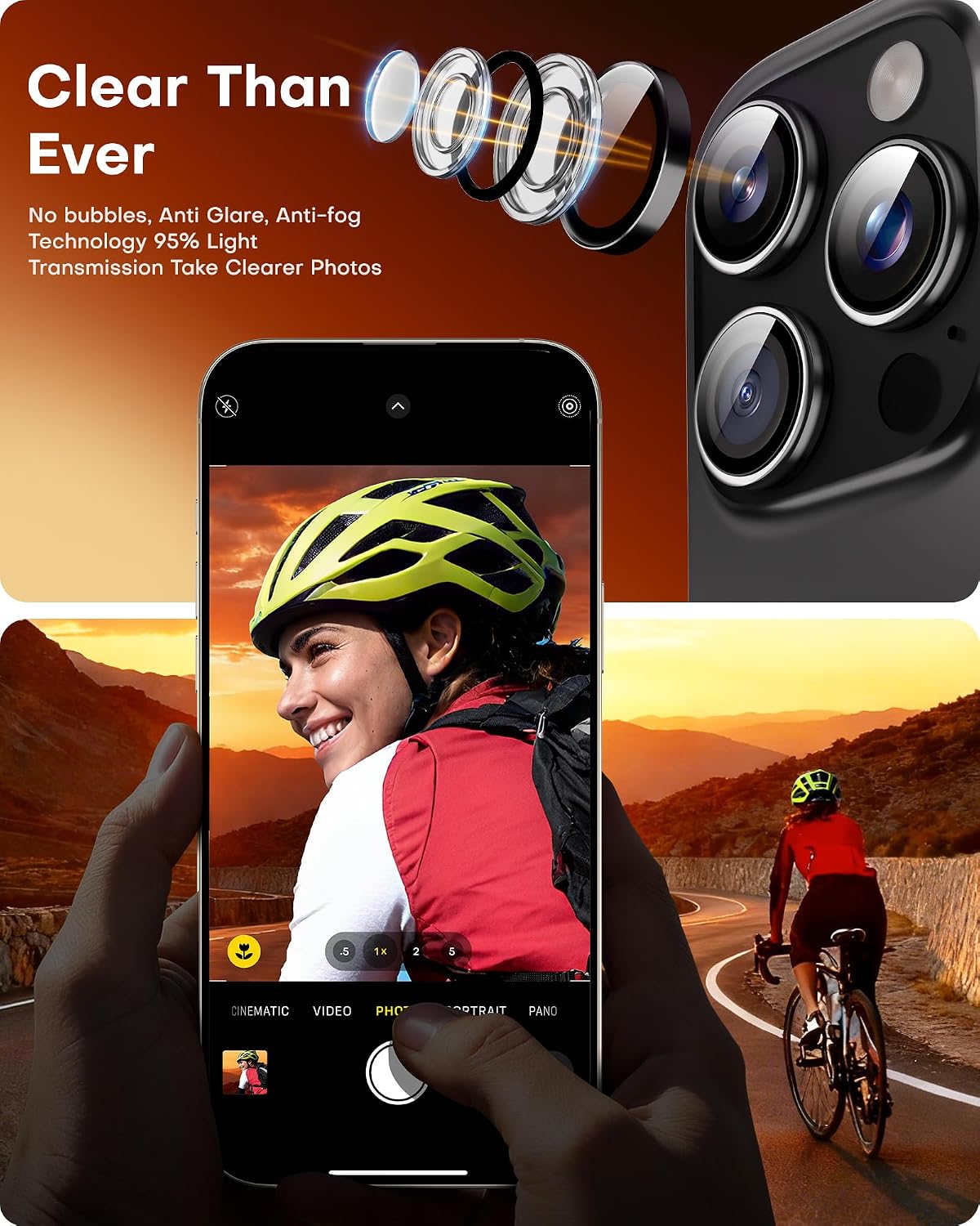 Thumbnail 4 de TOCOL iPhone 15 Pro Max lens protector 2-pack