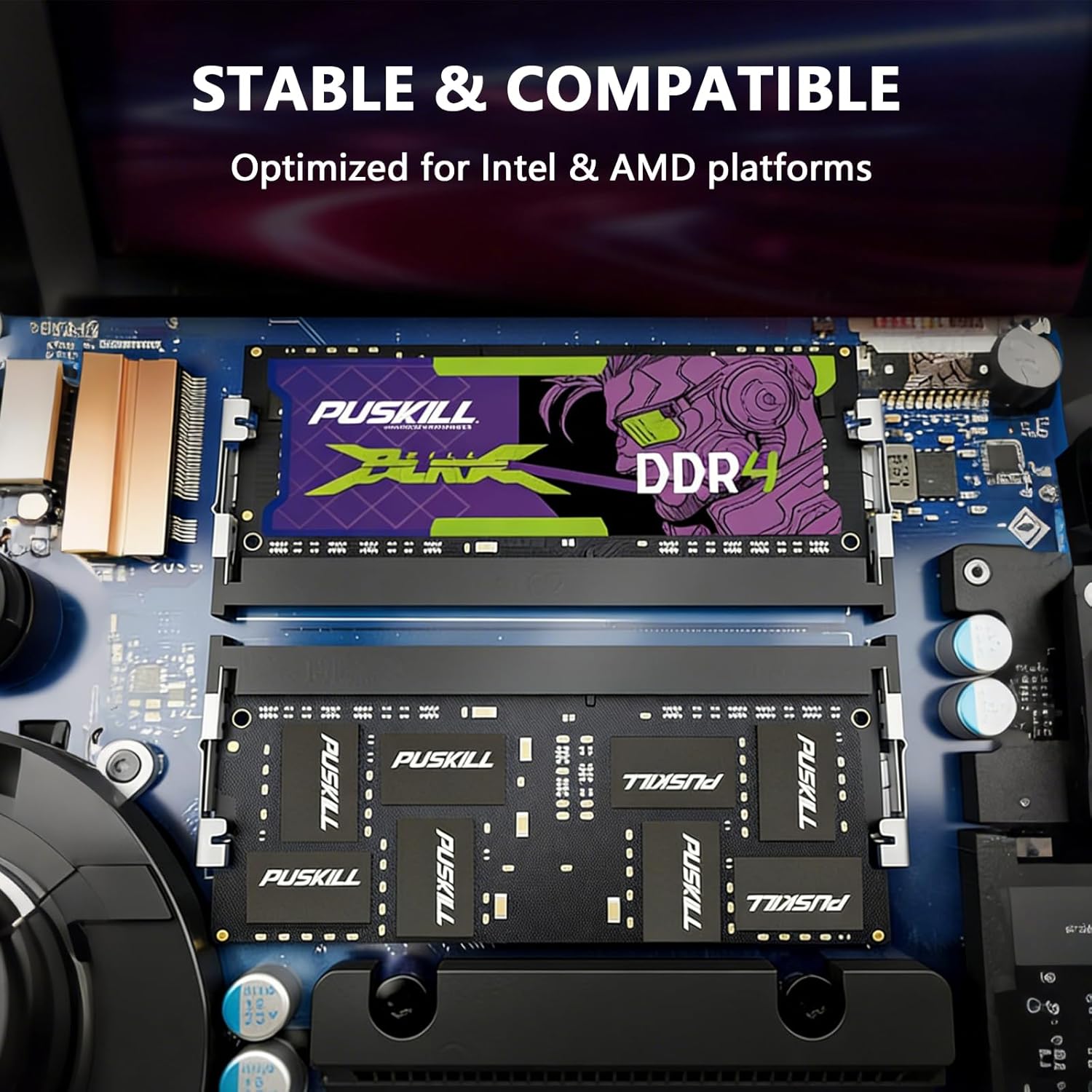 Thumbnail 4 de PUSKILL DDR4 Laptop RAM 32GB Kit (2x16GB) 3200MHz SODIMM CL22 1.2V — Plug-and-Play Upgrade for Intel & AMD