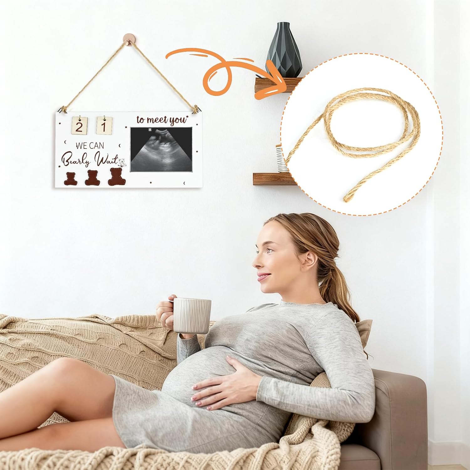 Detalle de ROYUEXT Baby Ultrasound Photo Frame with Countdown Weeks (24 x 12.7 cm, White)