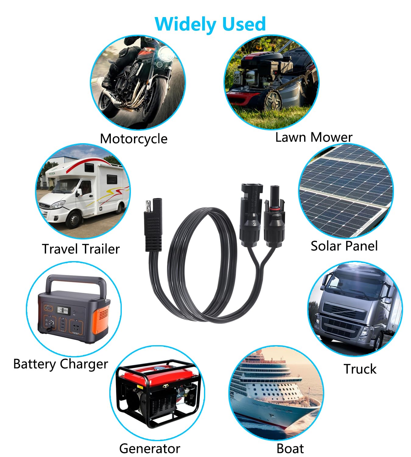 Thumbnail 6 de LANMINGLEL Solar Panel to SAE Adapter Cable 14AWG: SAE Connector to Male & Female Solar Connectors Extension Wire for Solar Panels and RV Battery Chargers