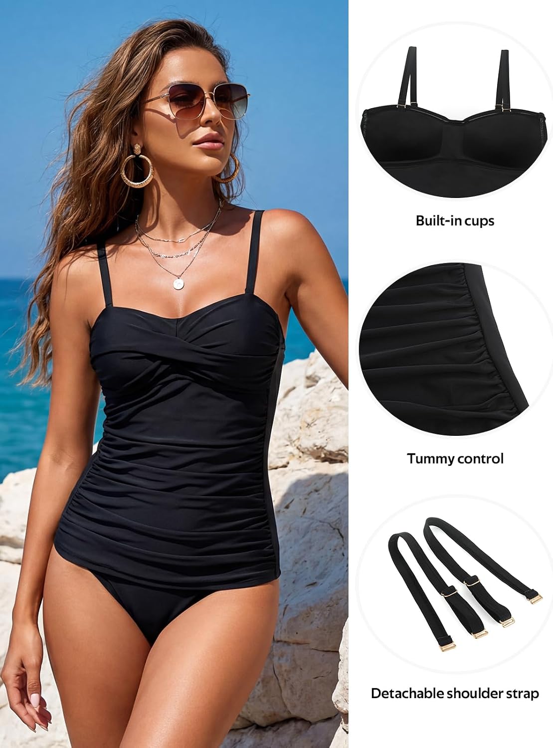 Thumbnail 3 de RELLECIGA Women's Ruched Tankini Top