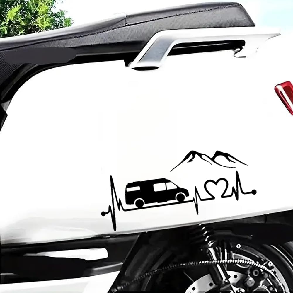Detalle de 2 Pack 30x13.5cm Heart Motorhome Sticker – White Vinyl Decals for Bumpers, Windows and More