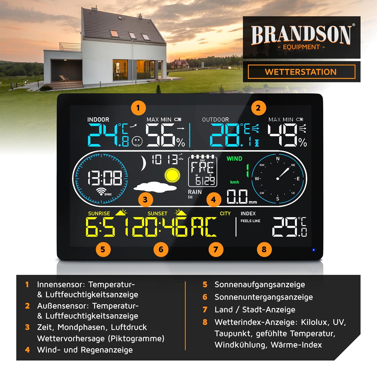 Thumbnail 1 de Brandson WLAN Wetterstation mit 7-in-1 Sensor