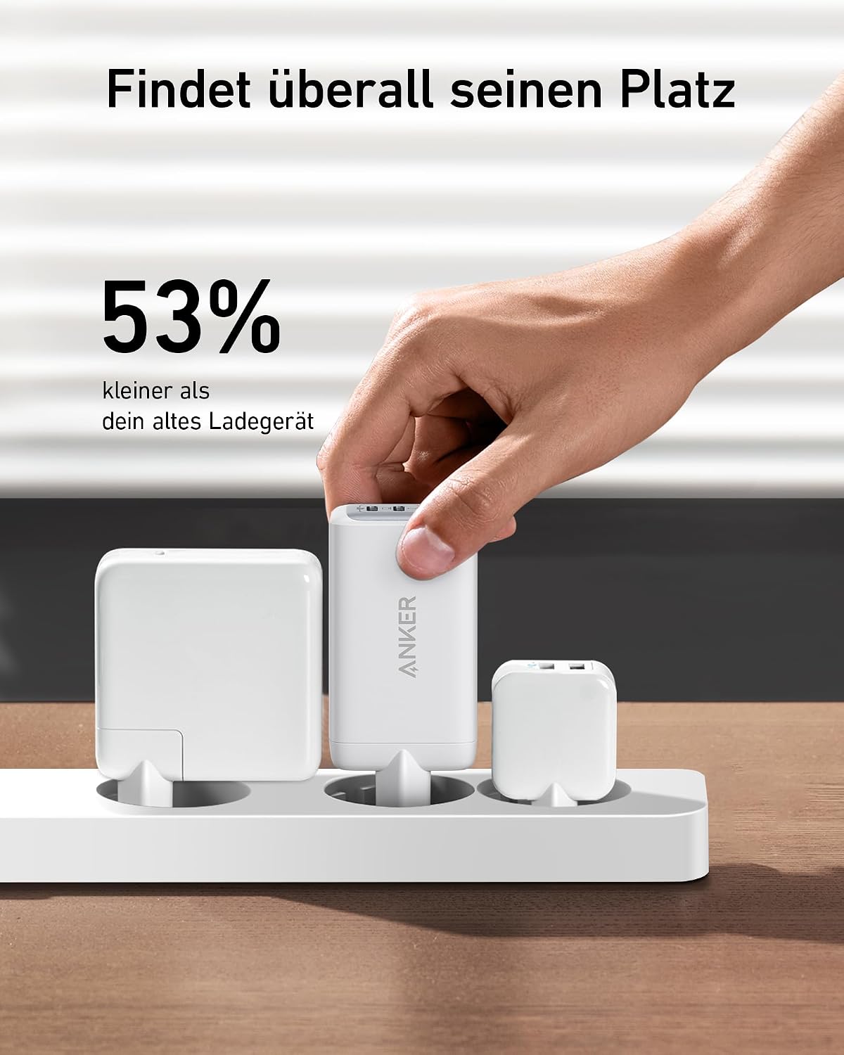 Detalle de Anker Nano II 65W USB C Ladegerät – 3-Port PPS Schnellladegerät, kompakt und zuverlässig