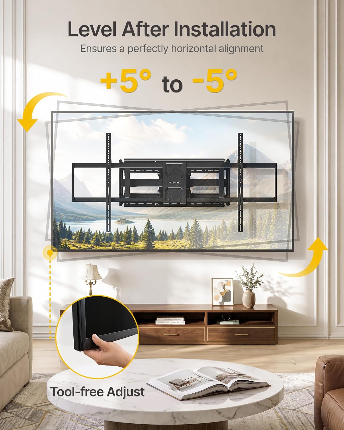 Detalle de monTEK Heavy Duty TV Wall Mount for 60–140 inch XXL TVs (Up to 275 lbs) with 25” Articulating Arm