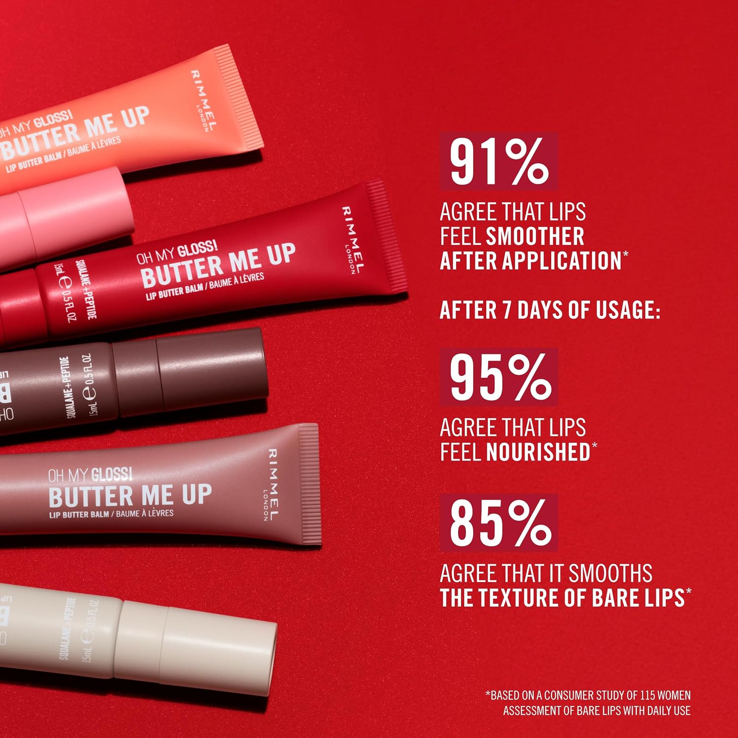 Thumbnail 6 de Rimmel London 3616305729392 Oh My Gloss Butter Me Up Lip Balm, 005 Red Velvet