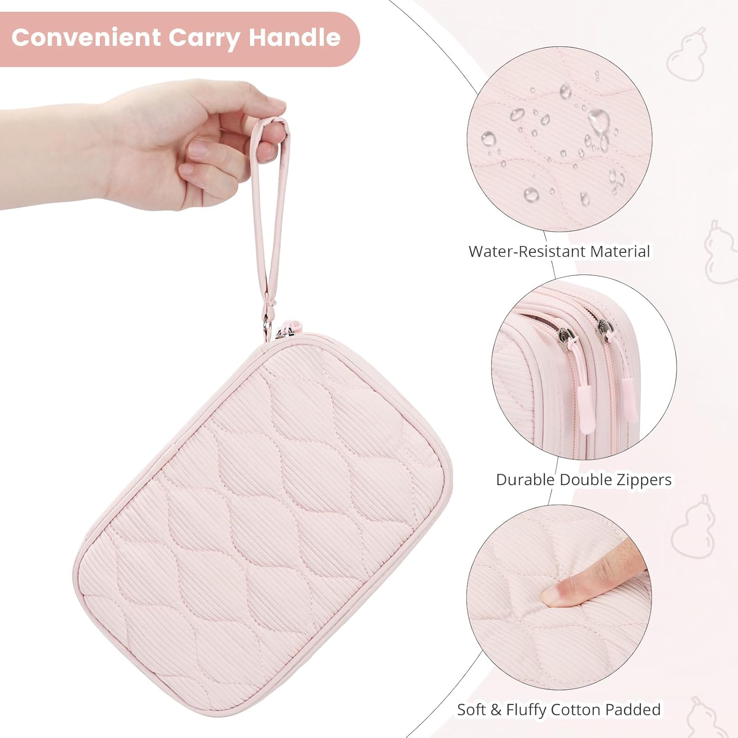 Detalle 2 de Skycase Kabeltasche Doppelte Kabel Organizer – Pink, 23 x 15 x 8 cm