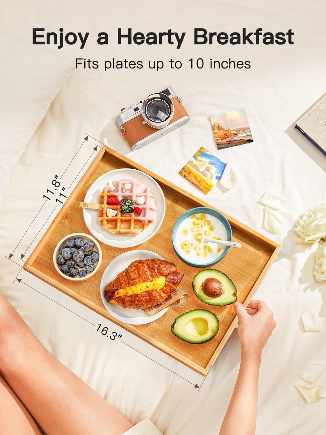 Detalle de Pipishell Bamboo Bed Tray Table Foldable Legs