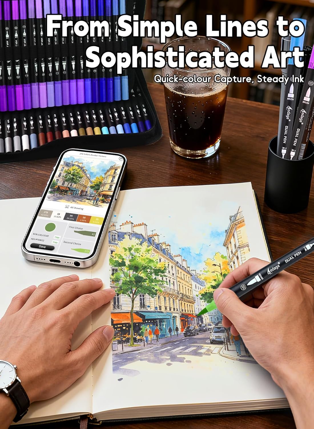 Thumbnail 5 de Brled 120 Colour Numbered Dual Tip Brush Pens (Extra Fine & Brush Tips) with Free App
