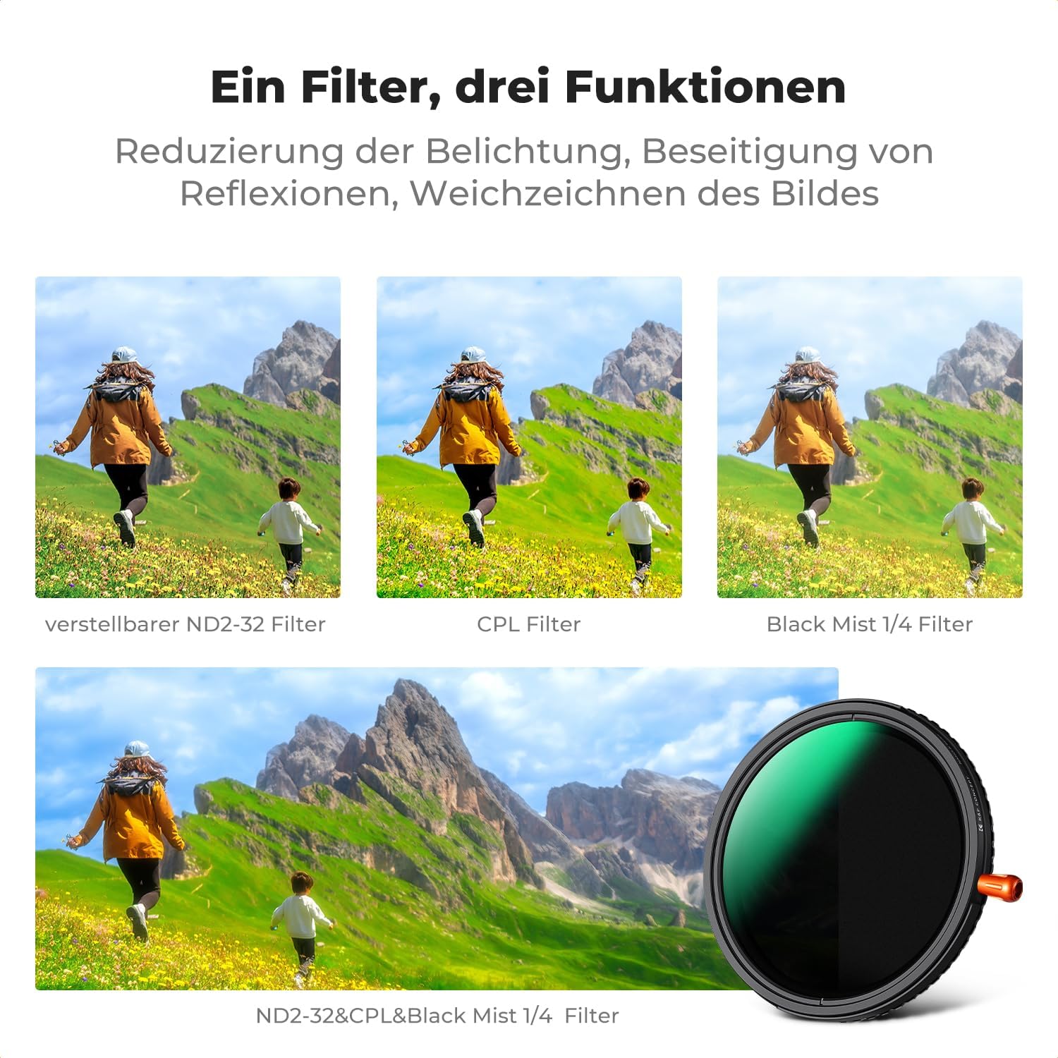 Detalle de K&F CONCEPT 3-in-1 Filter 49 mm mit 28 Schichten