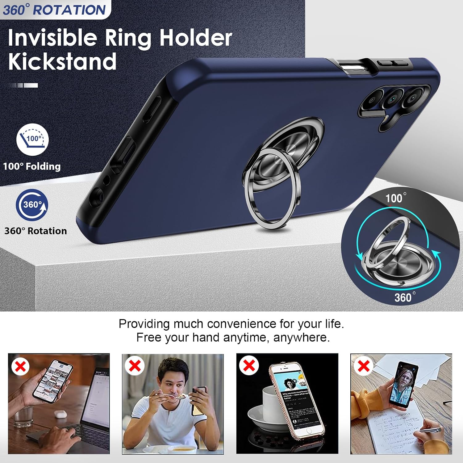Detalle 2 de LeYi Galaxy A15 Case with Ring Stand