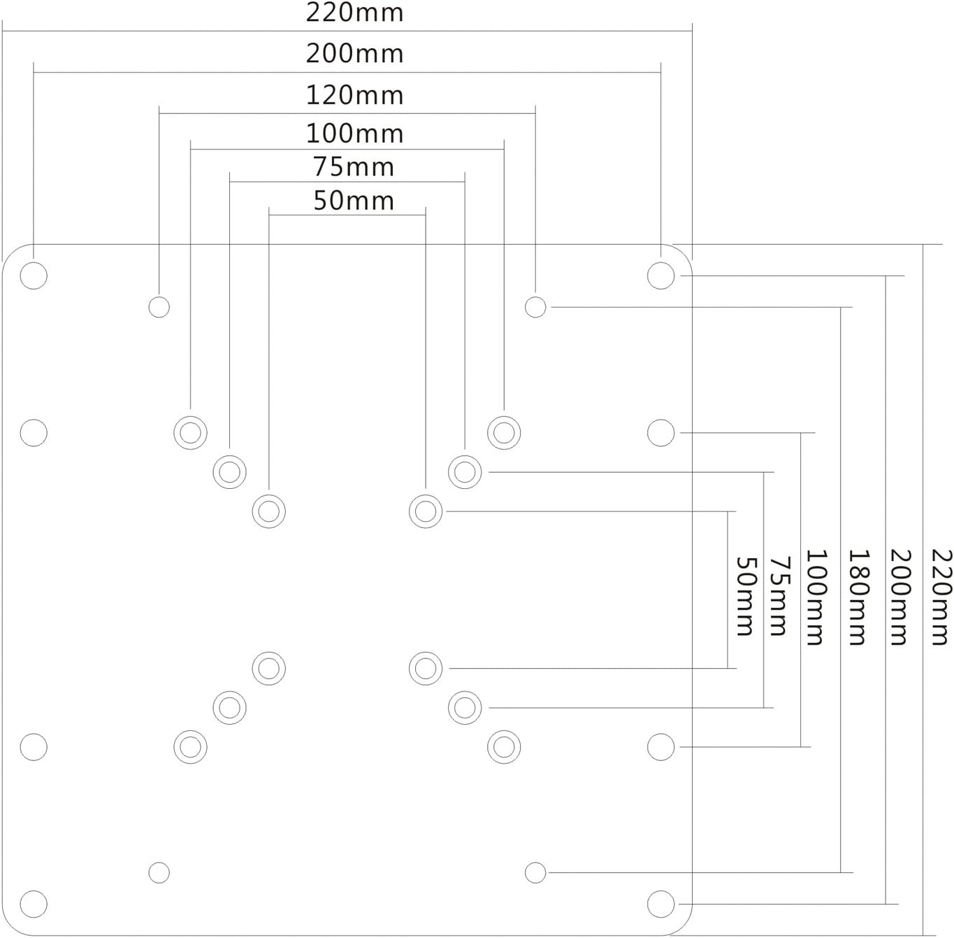 Thumbnail 3 de PureMounts ADAPT-A piastra adattatore VESA universale da 50x50 a 200x200 (max 30 kg) nero