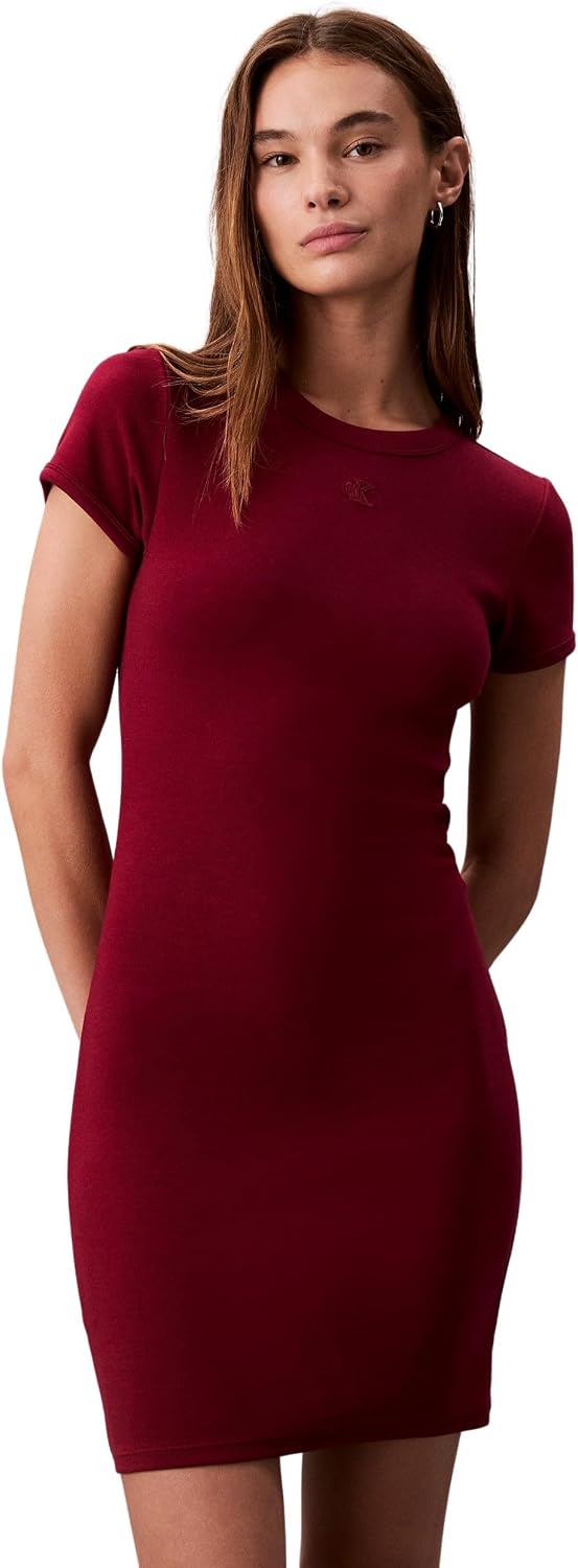 Detalle de Calvin Klein Donna Abito a T-Shirt Mini con Scollo Rotondo