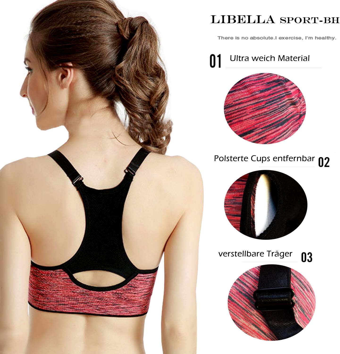 Detalle de Libella reggiseno sportivo push up bustier con sostegno forte e imbottitura (modello 3714)